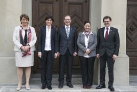 Die ab dem 1. Juni 2016 neu zusammengesetzte Thurgauer Regierung (von links): Cornelia Komposch, Monika Knill, Walter Schönholzer, Carmen Haag und Jakob Stark.
